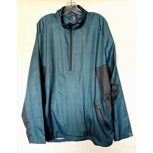 Level Wear Golf Jacket Mens XL 1/2 Zip Pullover Windbreaker Teal Check Plaid NWT
